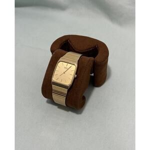 Vintage Seiko Quartz Tank Style Gold Tone Watch Ref 6530-5089 Runs 8” Wrist